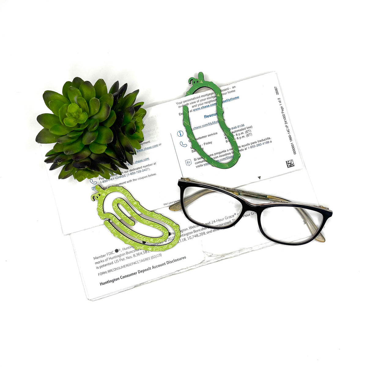 Pickle Shaped Bookmark with Card Backer - Paperclip - Snack Bag Closure - Glowforge