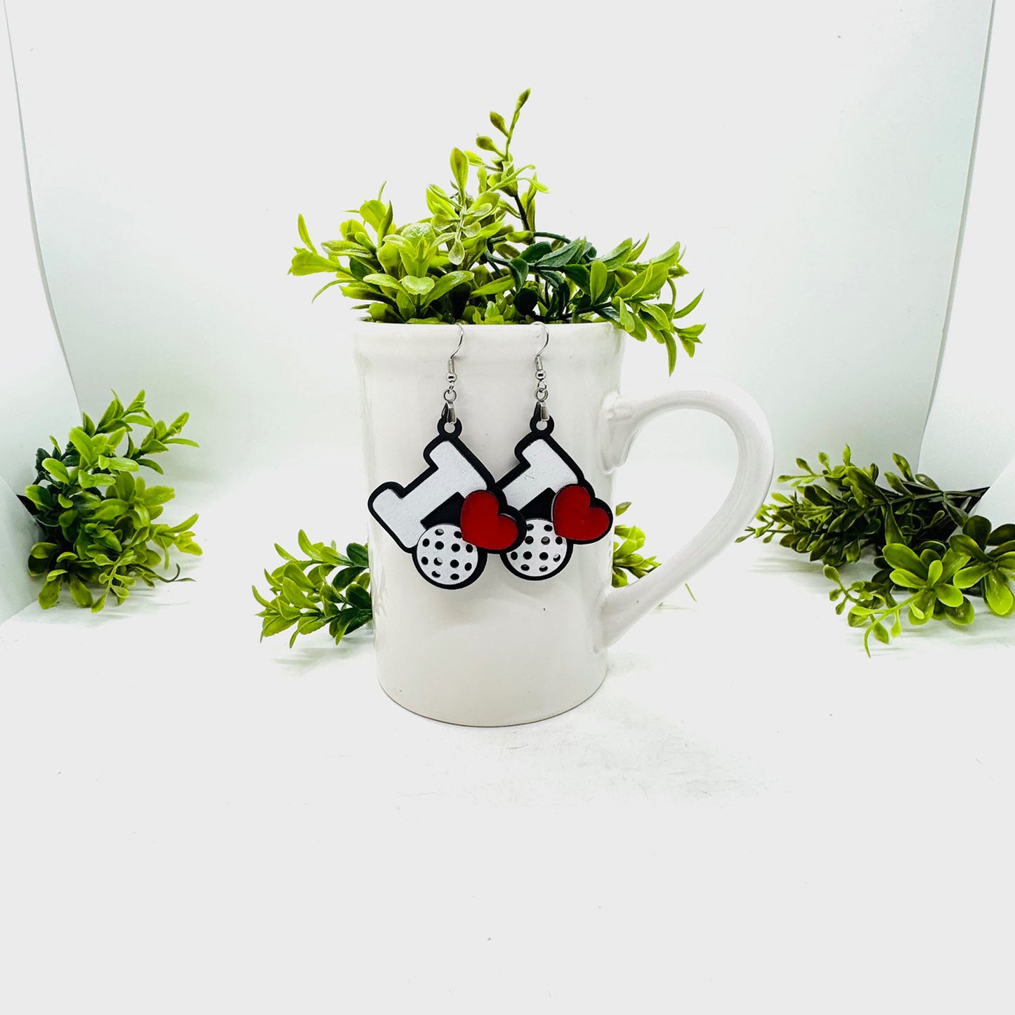 Pickleball I Love Sports Earrings - Team Spirit Game Day Jewelry - Glowforge