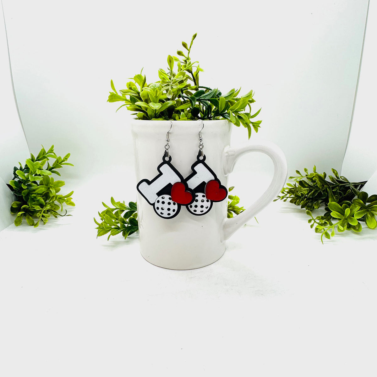 Pickleball I Love Sports Earrings - Team Spirit Game Day Jewelry - Glowforge