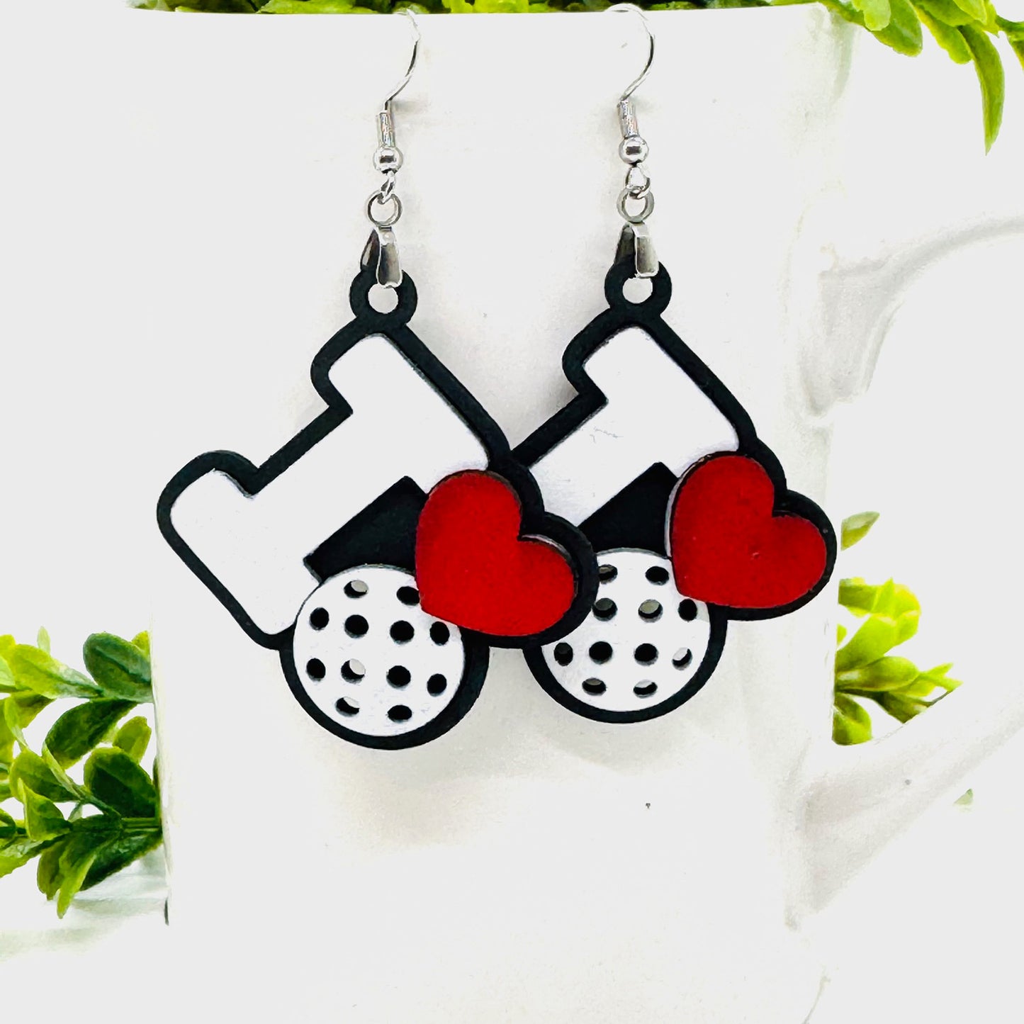 Pickleball I Love Sports Earrings - Team Spirit Game Day Jewelry - Glowforge