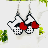 Pickleball I Love Sports Earrings - Team Spirit Game Day Jewelry - Glowforge