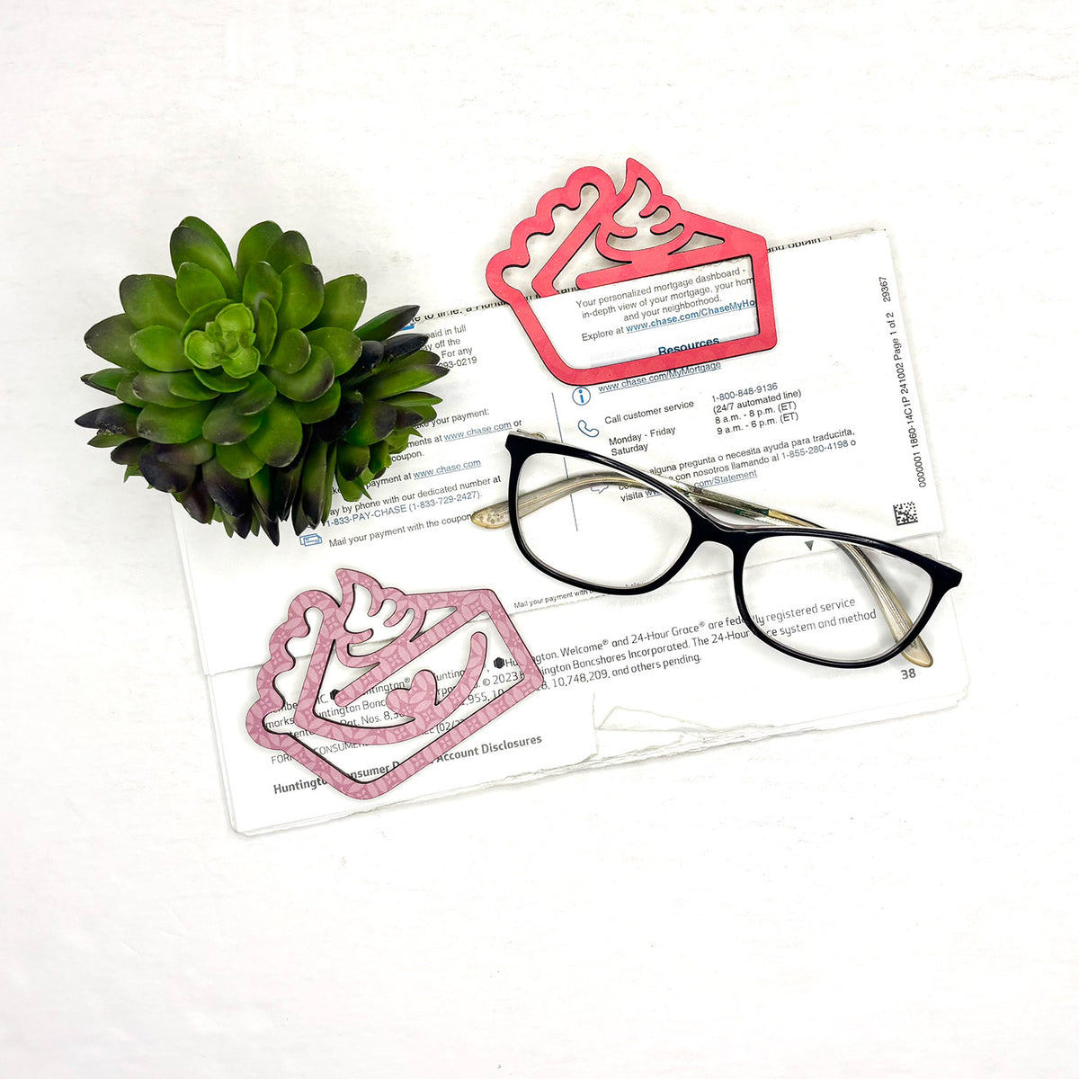 Pie Slice Shaped Bookmark with Card Backer - Paperclip - Snack Bag Closure - Glowforge