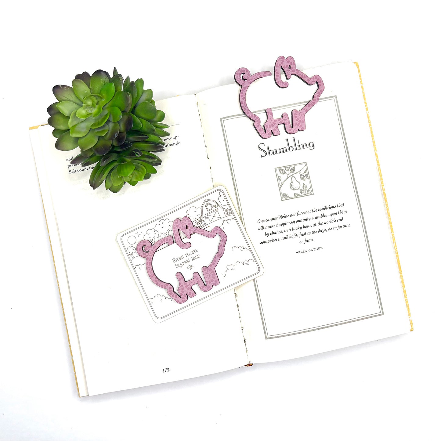 Pig Shaped Bookmark with Card Backer - Paperclip - Snack Bag Closure  - Glowforge