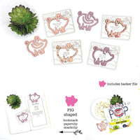 Pig Shaped Bookmark with Card Backer - Paperclip - Snack Bag Closure - Glowforge
