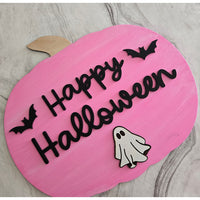Pink Pumpkin Happy Halloween Sign - Glowforge