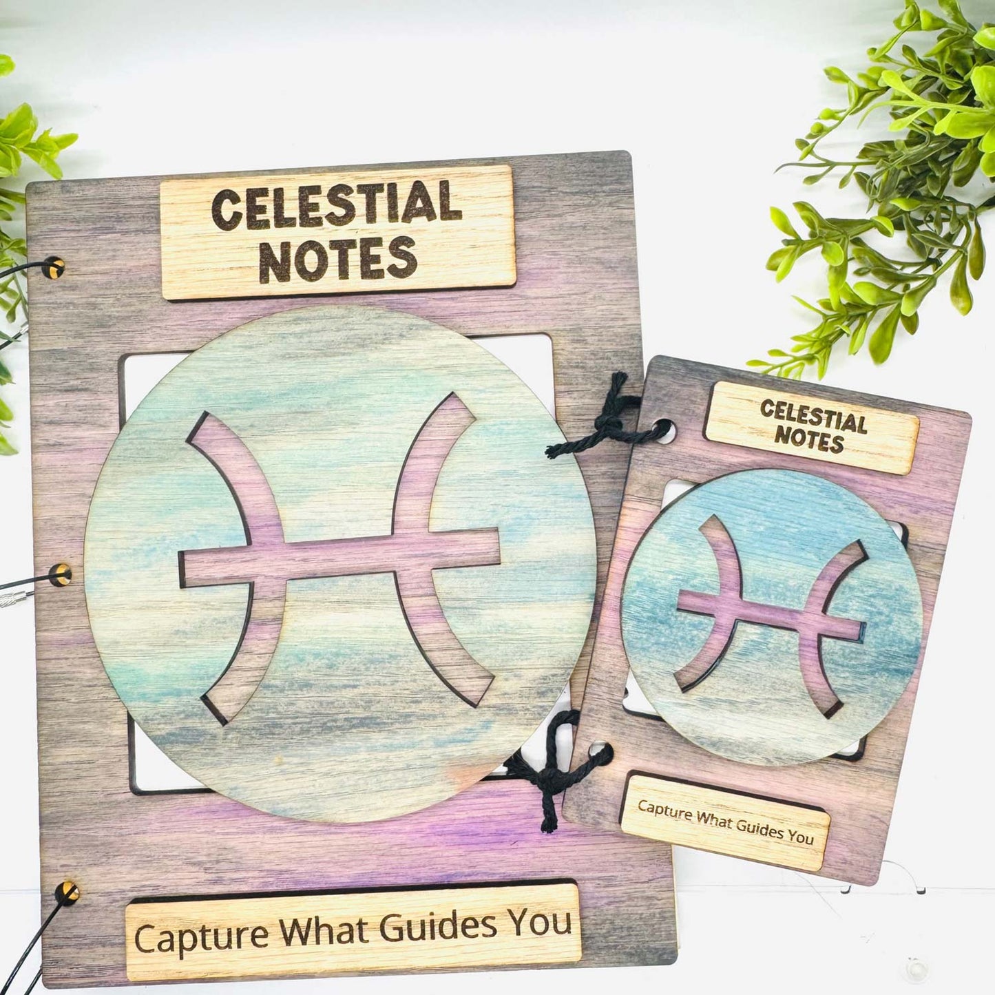 Pisces Celestial Notes Notebook Cover - Editable Text (Set of 2) - Glowforge