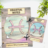 Pisces Celestial Notes Notebook Cover - Editable Text (Set of 2) - Glowforge