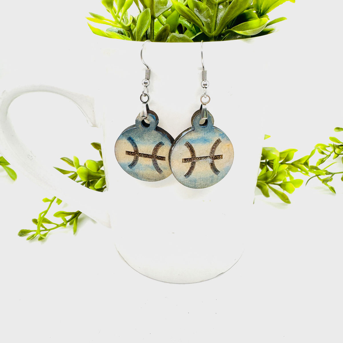 Pisces Zodiac Astrology Dangle Earrings - Glowforge