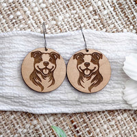 Pitbull Engraved Disc Earrings - Glowforge