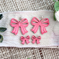 Playful Bow Dangle and Stud Earrings Set