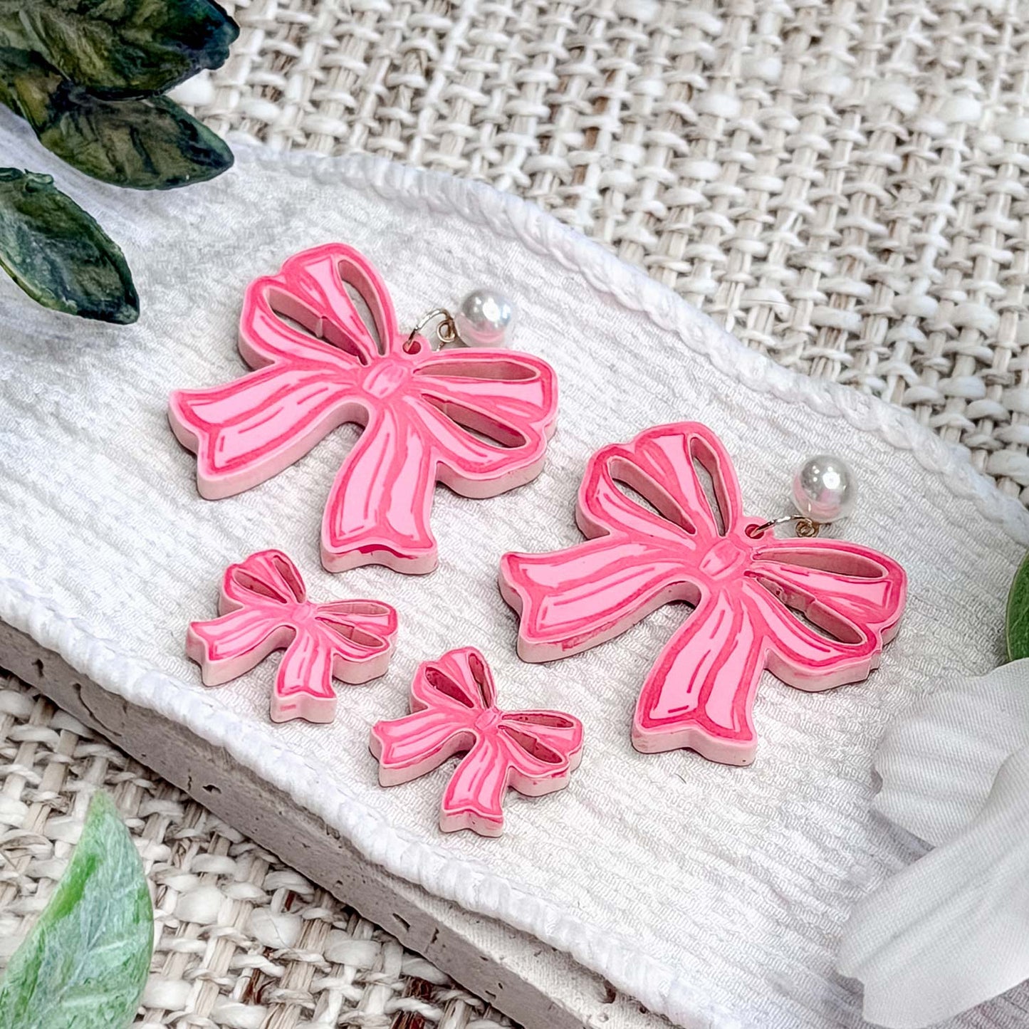 Playful Bow Dangle and Stud Earrings Set