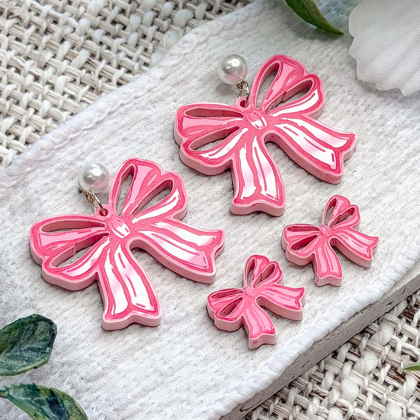 Playful Bow Dangle and Stud Earrings Set