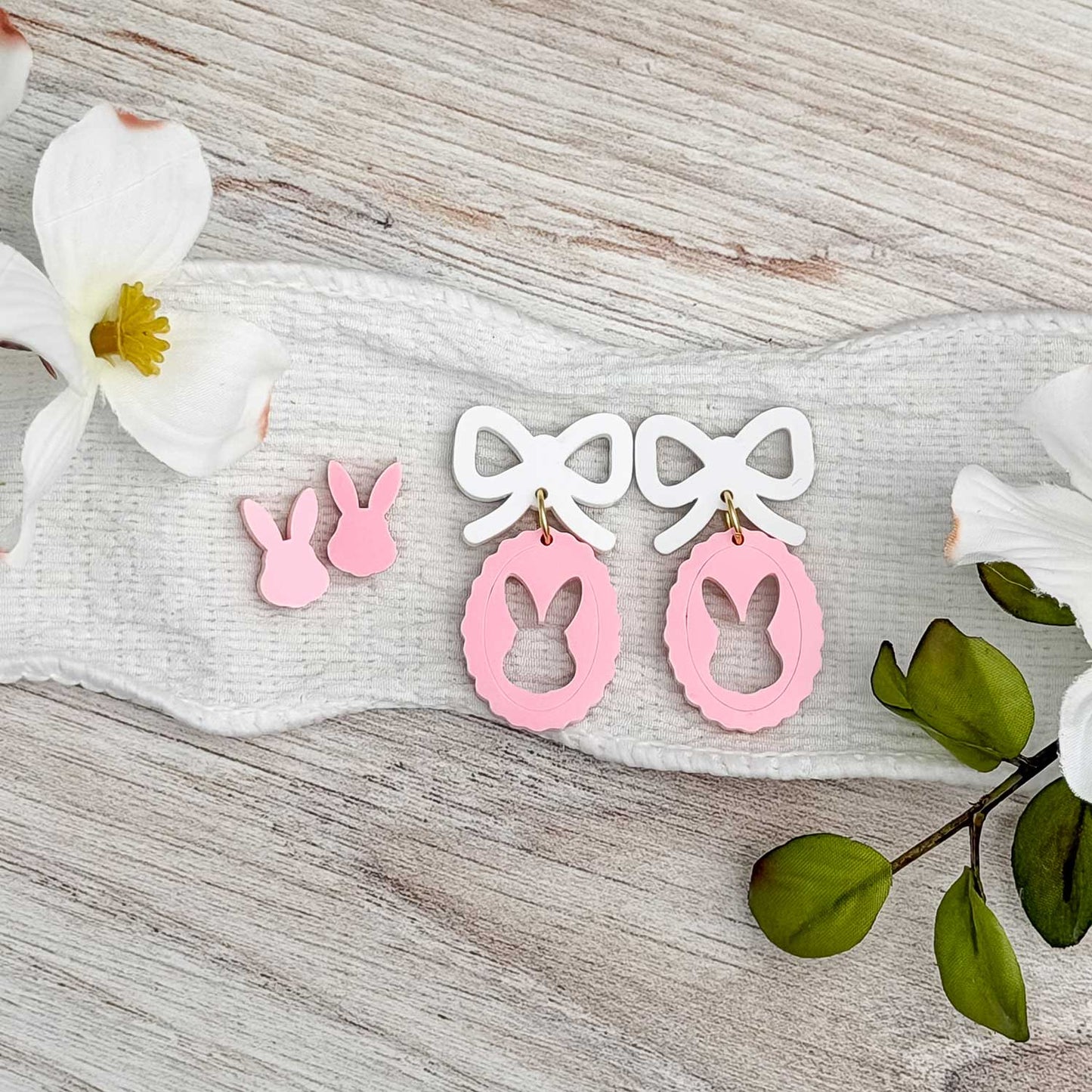 Playful Bunny Dangle and Stud Earrings - Glowforge