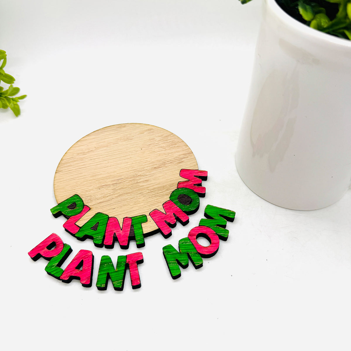 Playful Plant Mom Coaster Plant Pot Holder (1 or 2 Layers) - Glowforge