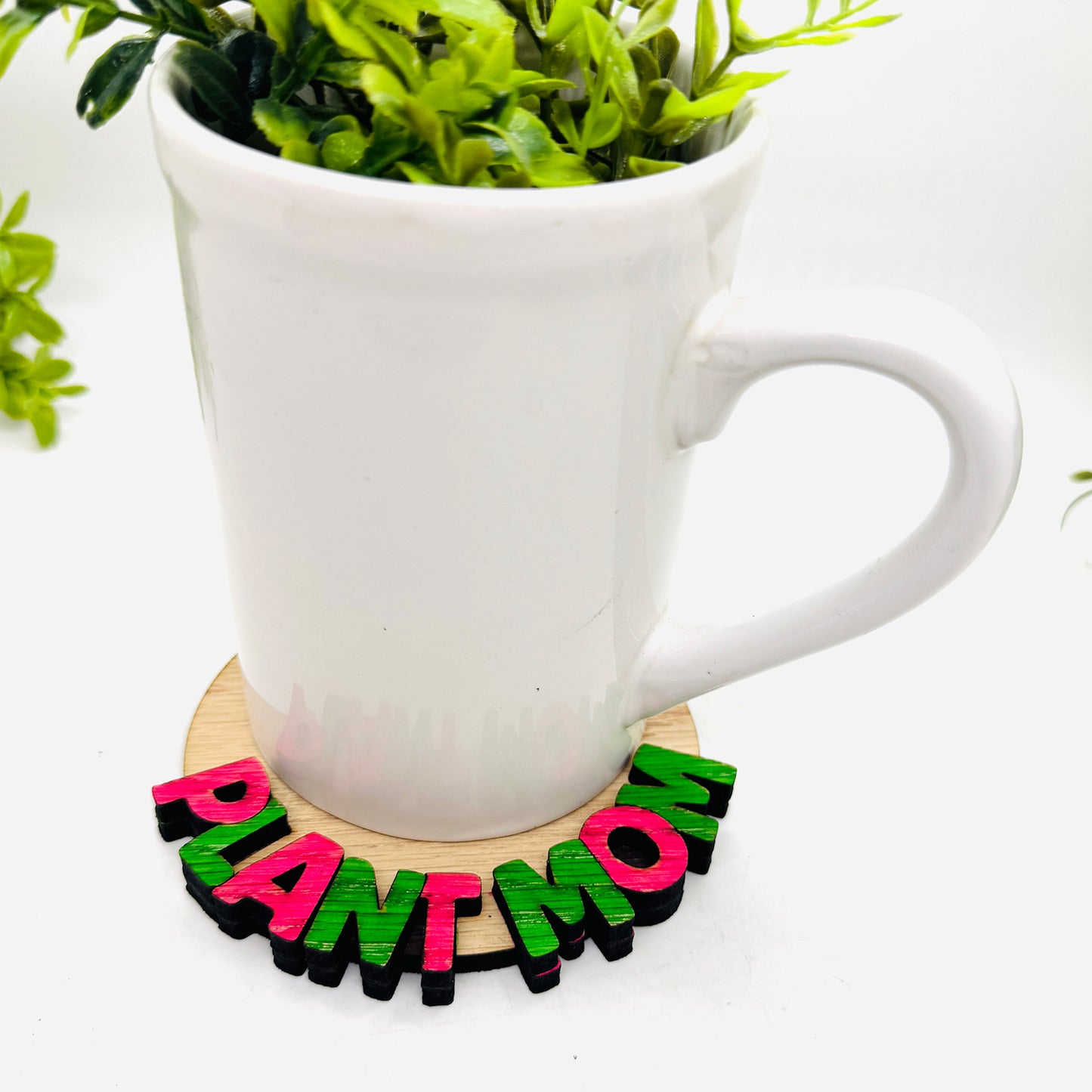 Playful Plant Mom Coaster Plant Pot Holder (1 or 2 Layers) - Glowforge