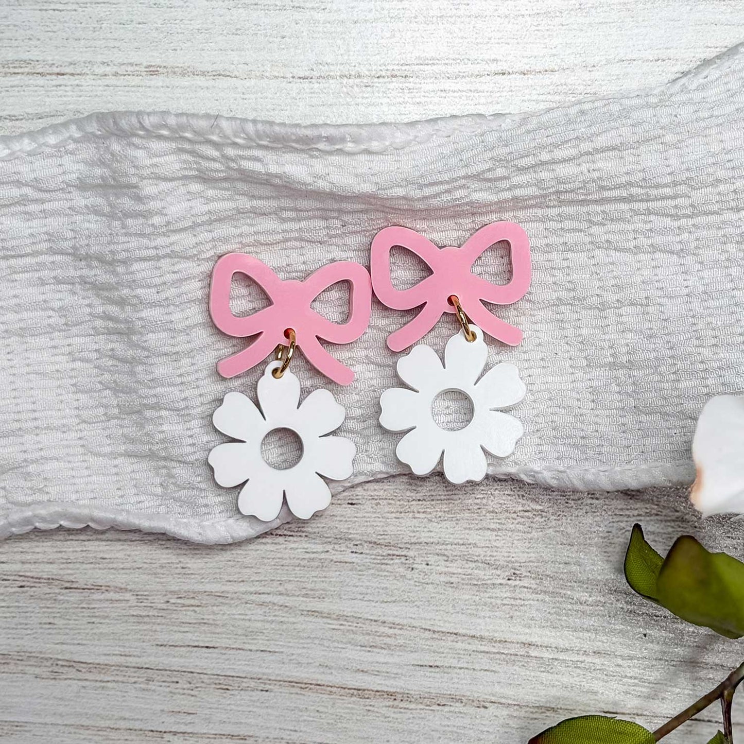 Playful Spring Bow and Daisy Earrings - Glowforge