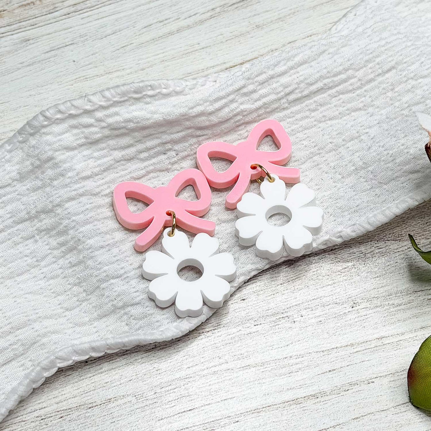 Playful Spring Bow and Daisy Earrings - Glowforge