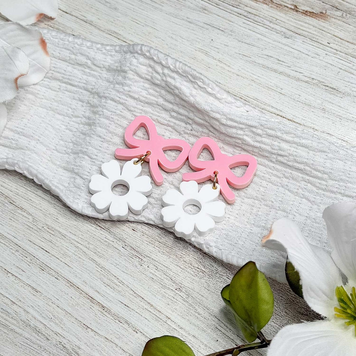 Playful Spring Bow and Daisy Earrings - Glowforge