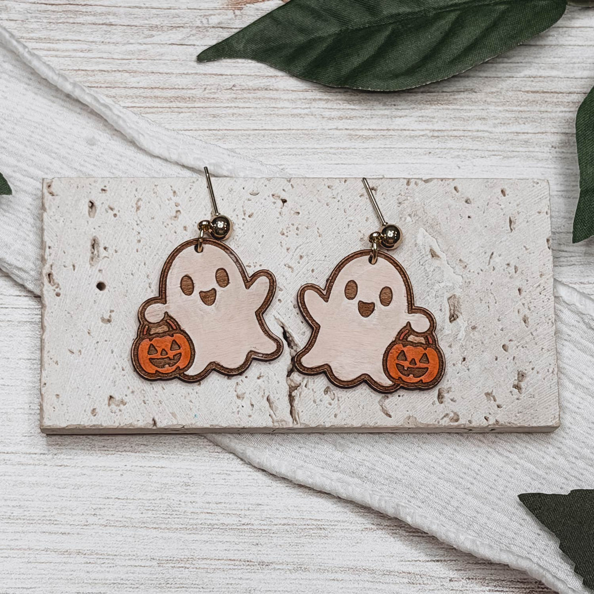 Playful Trick-Or-Treat Ghost Earrings - Glowforge