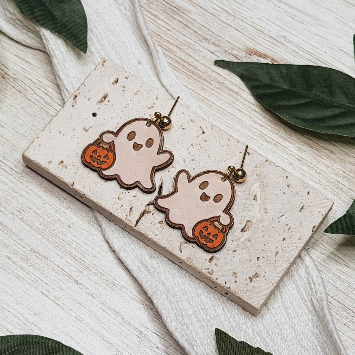 Playful Trick-Or-Treat Ghost Earrings - Glowforge