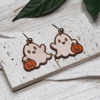 Playful Trick-Or-Treat Ghost Earrings - Glowforge
