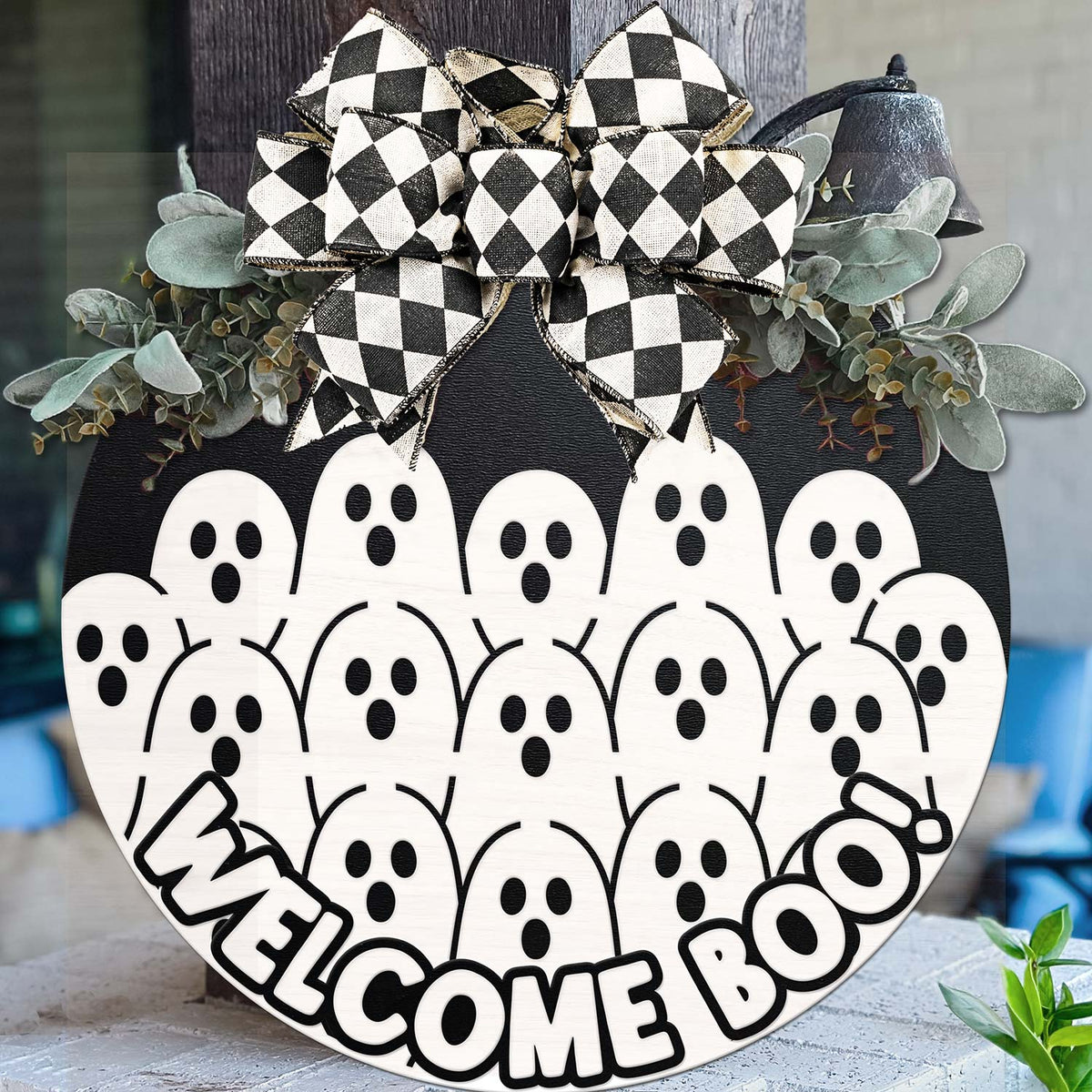 Playful Welcome Boo Ghost Door Sign - Glowforge
