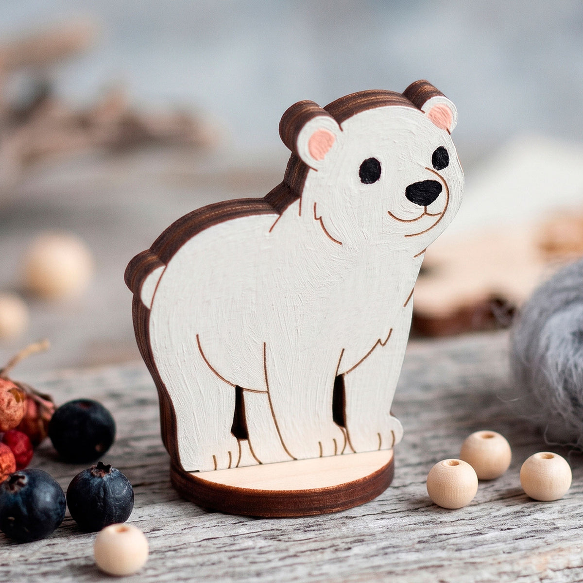 Polar Bear Toy Miniature - Arctic Animal Figure for Play & Painting - Glowforge