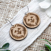 Pomeranian Engraved Disc Earrings - Glowforge