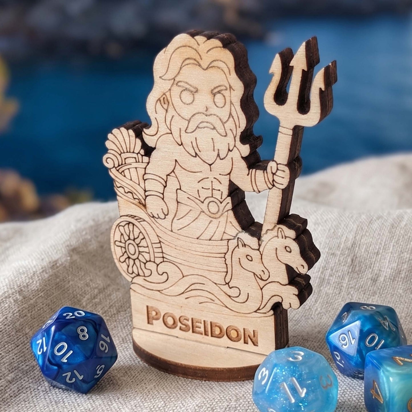 Poseidon Greek God of the Sea - Tabletop Figurine, Ocean Deity, Trident Wielder - Glowforge