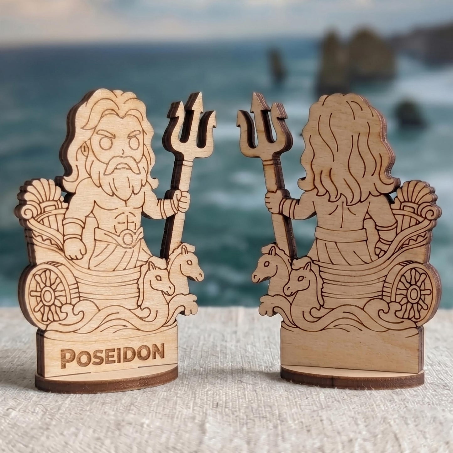 Poseidon Greek God of the Sea - Tabletop Figurine, Ocean Deity, Trident Wielder - Glowforge