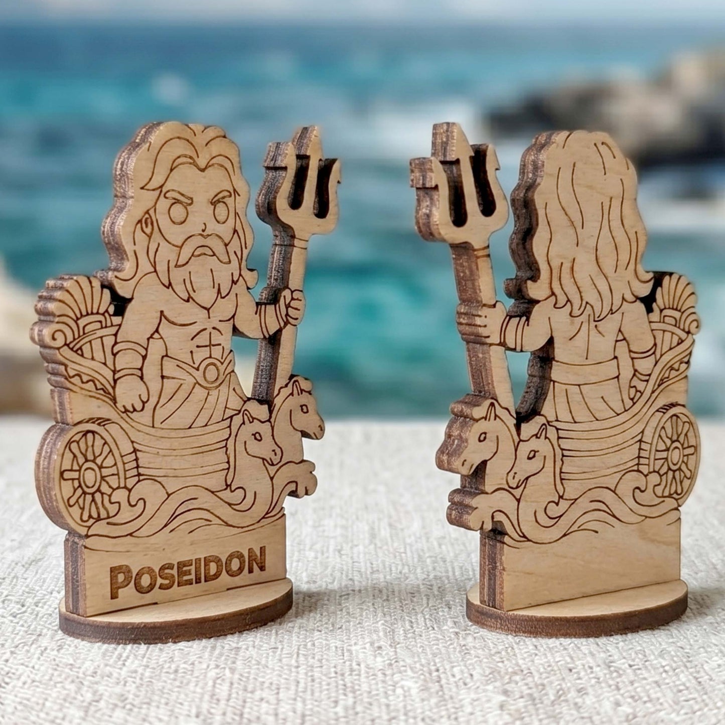 Poseidon Greek God of the Sea - Tabletop Figurine, Ocean Deity, Trident Wielder - Glowforge