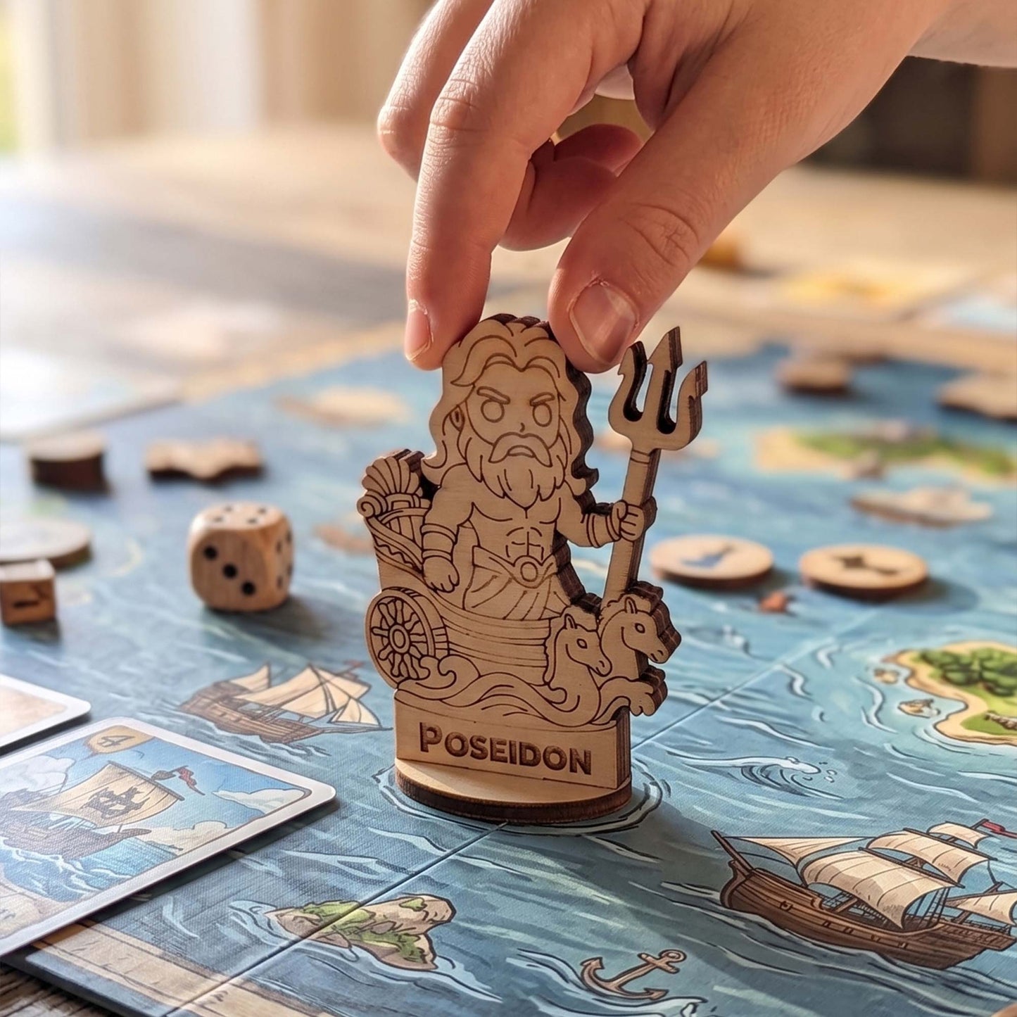 Poseidon Greek God of the Sea - Tabletop Figurine, Ocean Deity, Trident Wielder - Glowforge