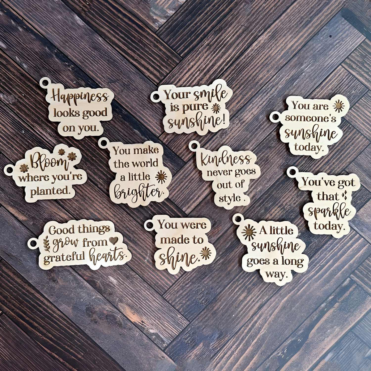 Positive Affirmation Keychains (Set of 10) - Glowforge