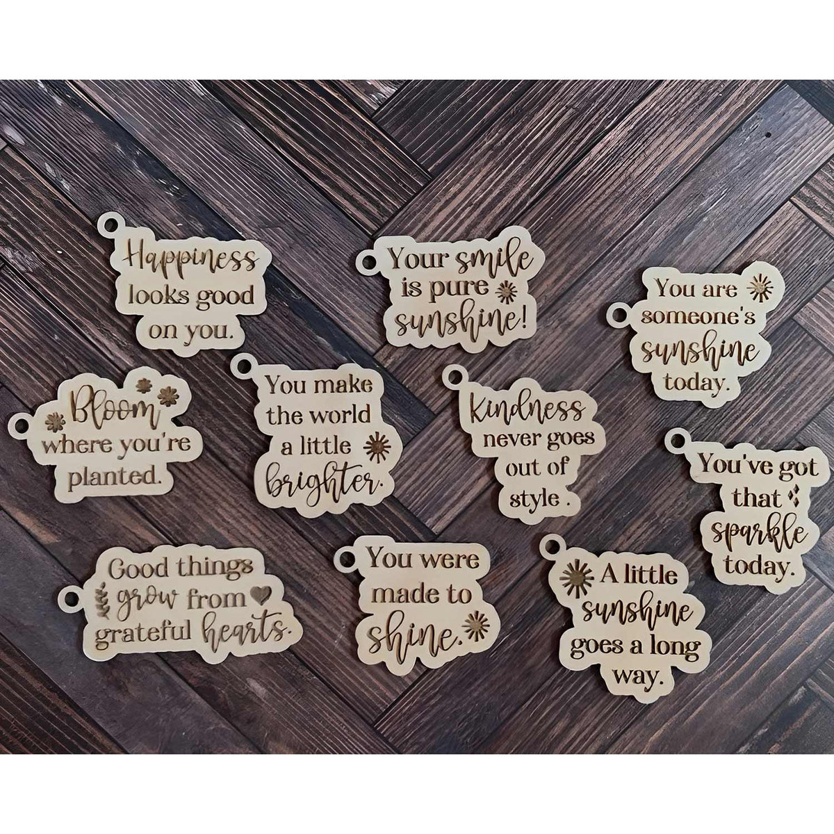 Positive Affirmation Keychains (Set of 10) - Glowforge