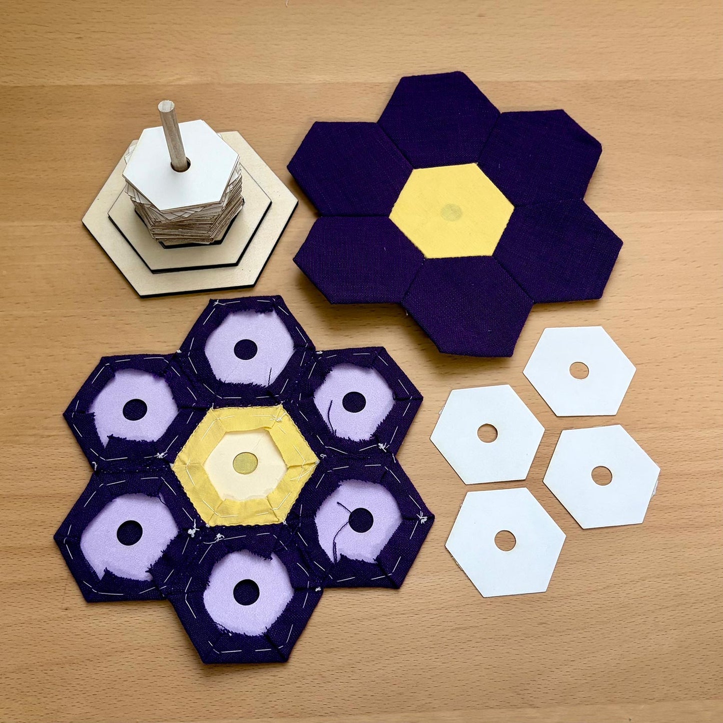 Precision English Paper Piecing Hexagon Kit: 1” & 1.5” Templates & Holder - Glowforge