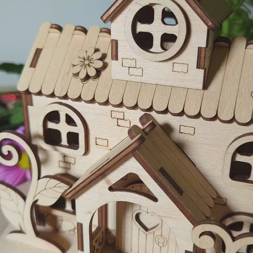 Miniature House of Herbal Fairy with Flowers and Plants – Glowforge Shop
