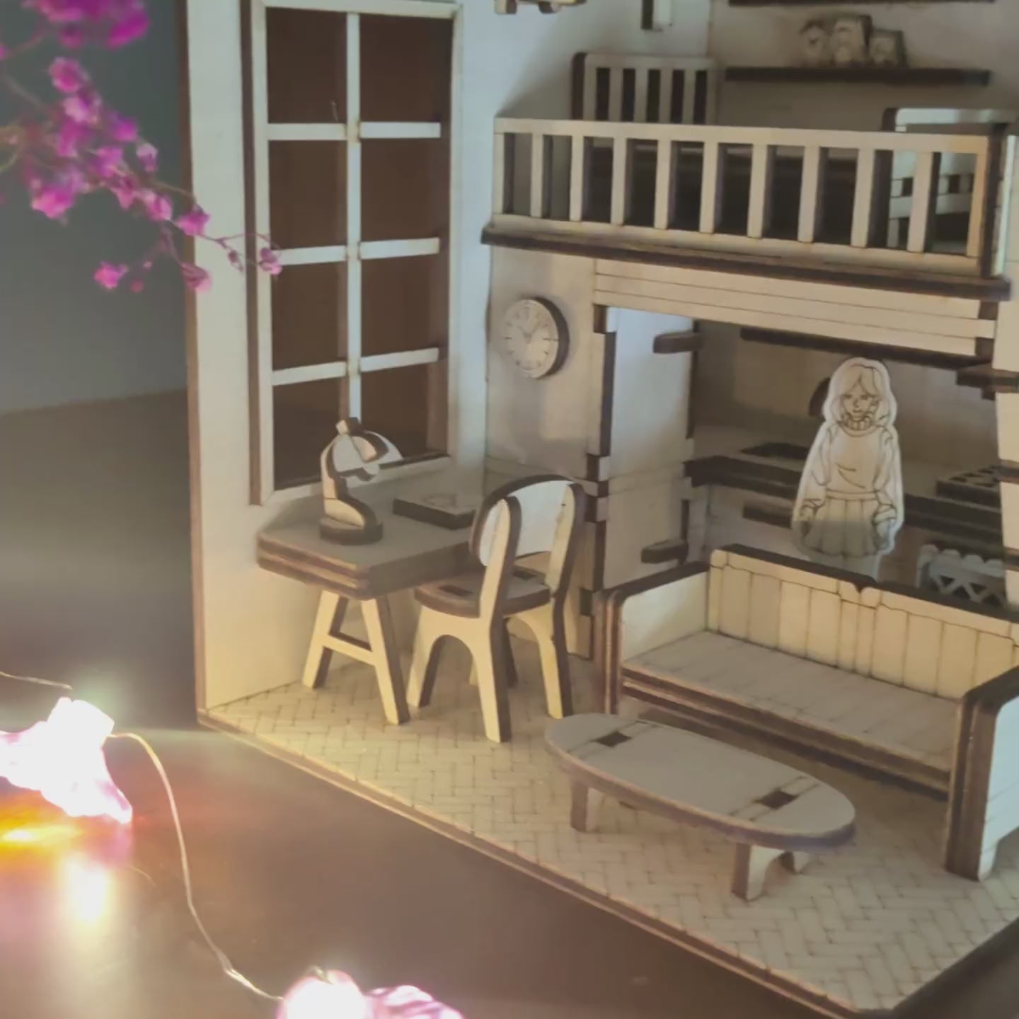 Dollhouse Room Book Nook - DIY Miniature Diorama for Bookshelf Display - Glowforge