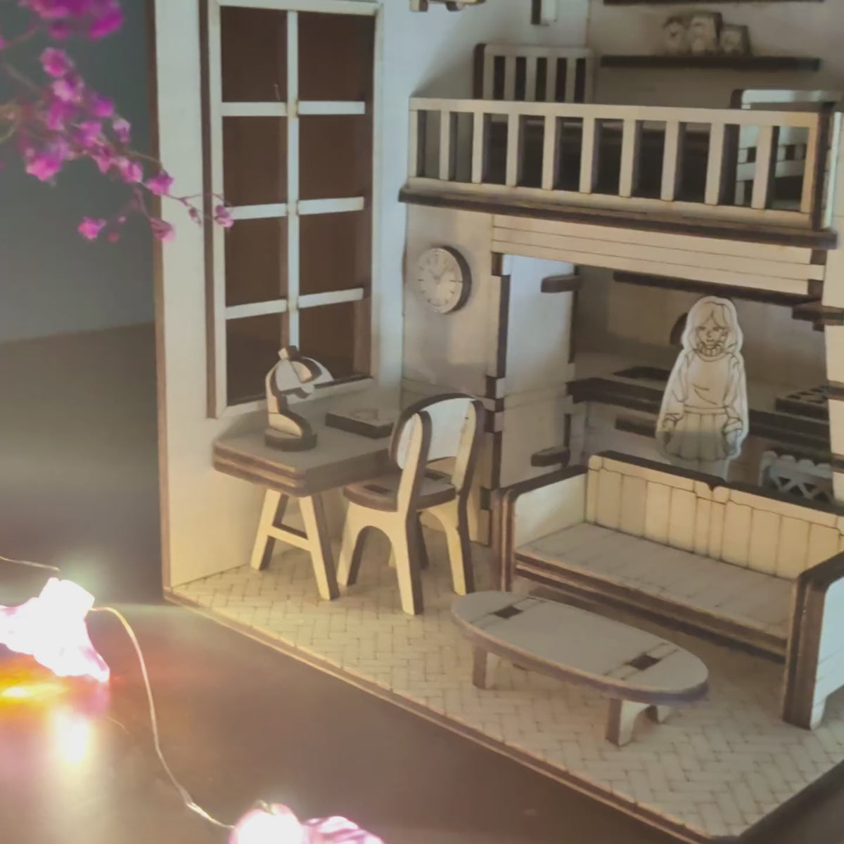 Dollhouse Room Book Nook - DIY Miniature Diorama for Bookshelf Display - Glowforge