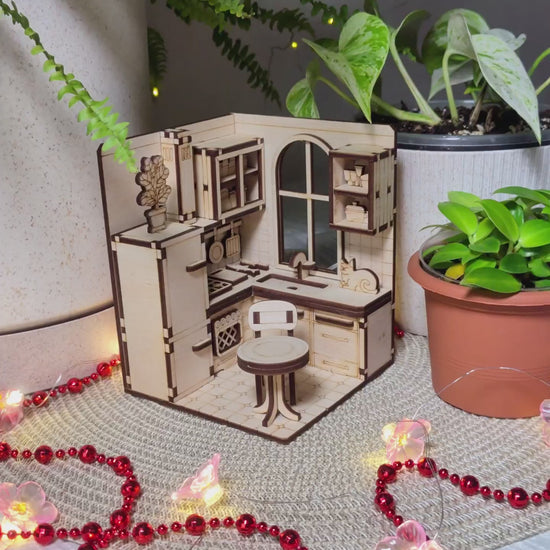 Book Nook Kitchen - Dollhouse-Style Miniature Diorama for Bookshelf Display - Glowforge