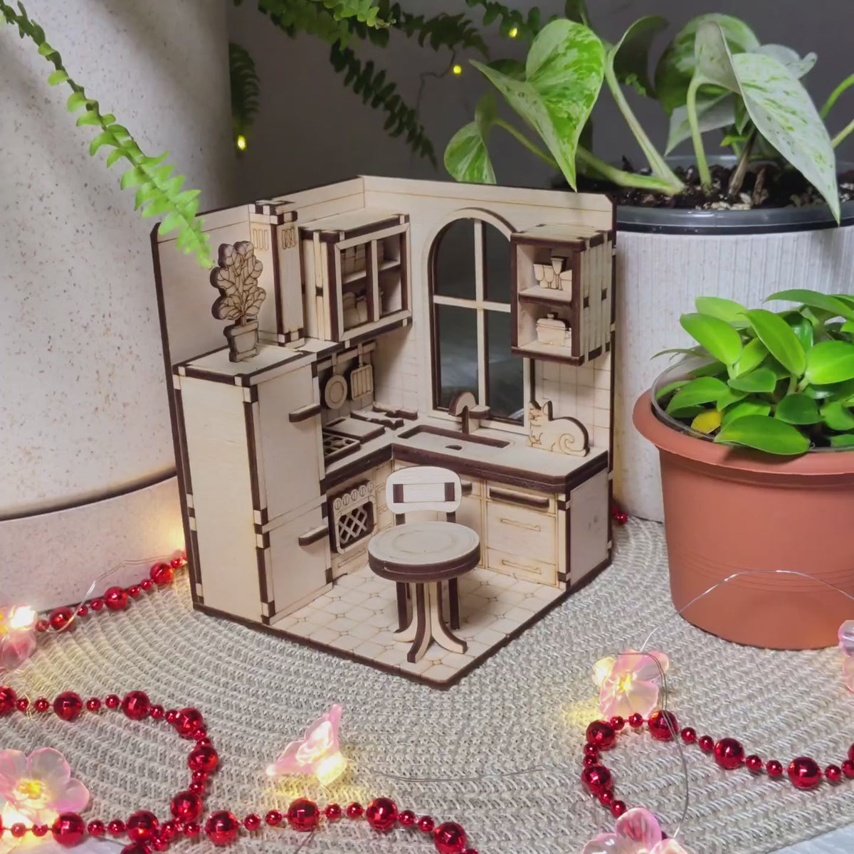 Book Nook Kitchen - Dollhouse-Style Miniature Diorama for Bookshelf Display - Glowforge