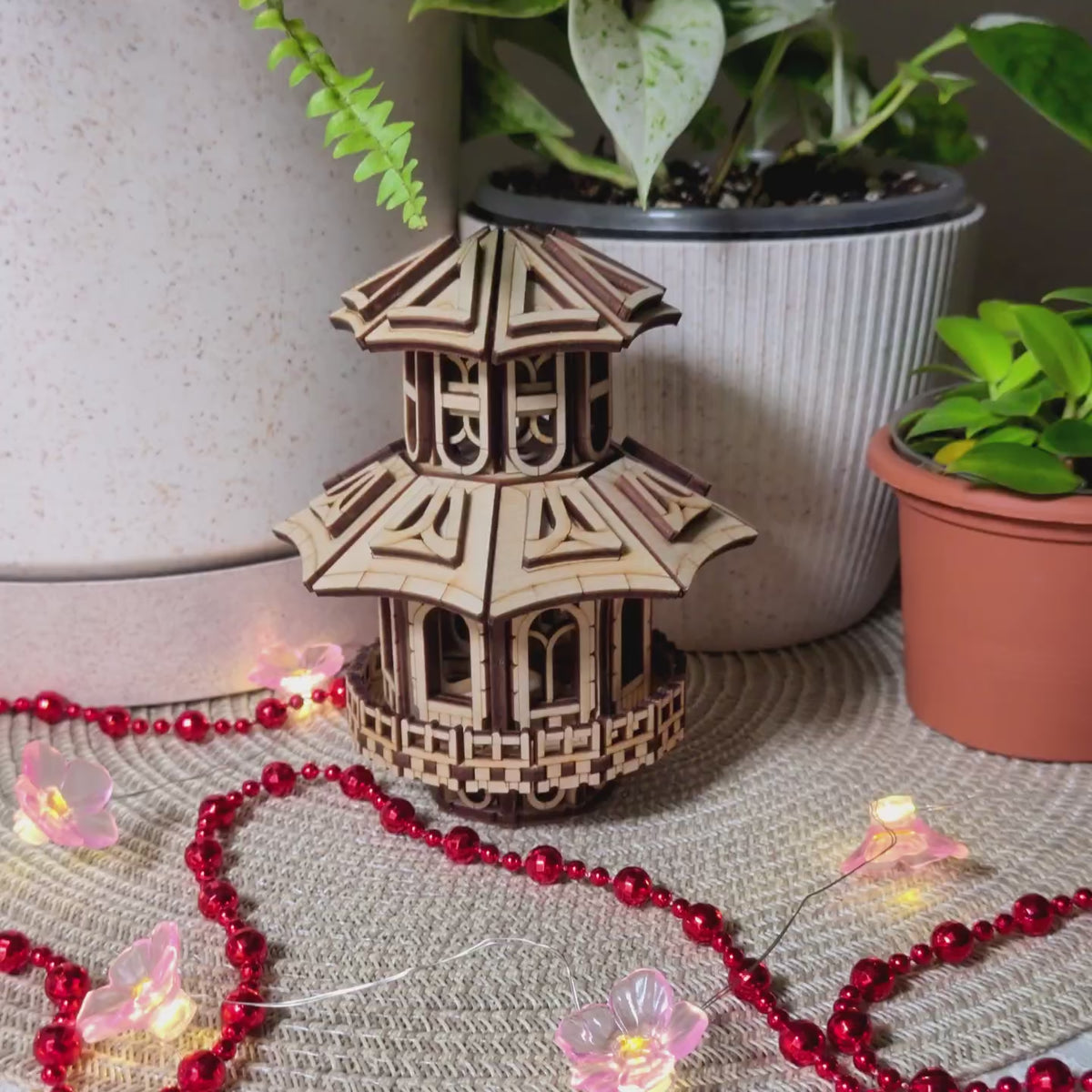 Faelight House - Tiny Fantasy Building with Optional Flower Pot Stake - Glowforge