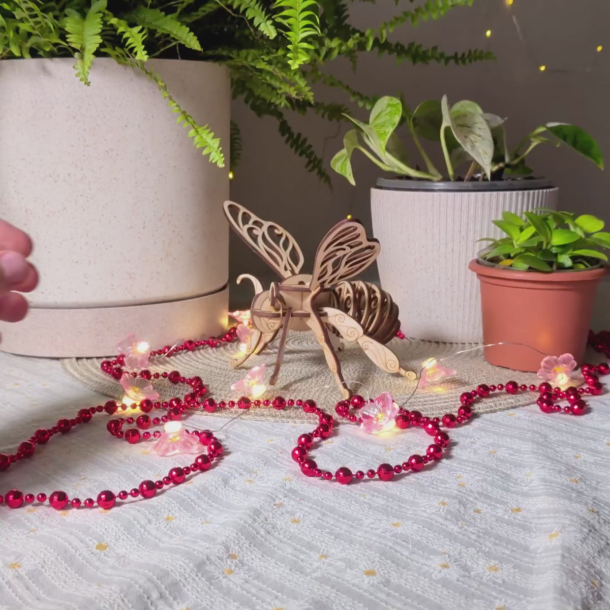 Fairy Bee Ornament - Hanging Decoration with Patterned Wings - Glowforge