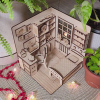 Dollhouse Bedroom Book Nook - Miniature Diorama with Furniture - Glowforge