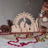 Christmas Nativity Schwibbogen - Holy Family, Baby Jesus, Three Wise Men & Angel Scene - Glowforge