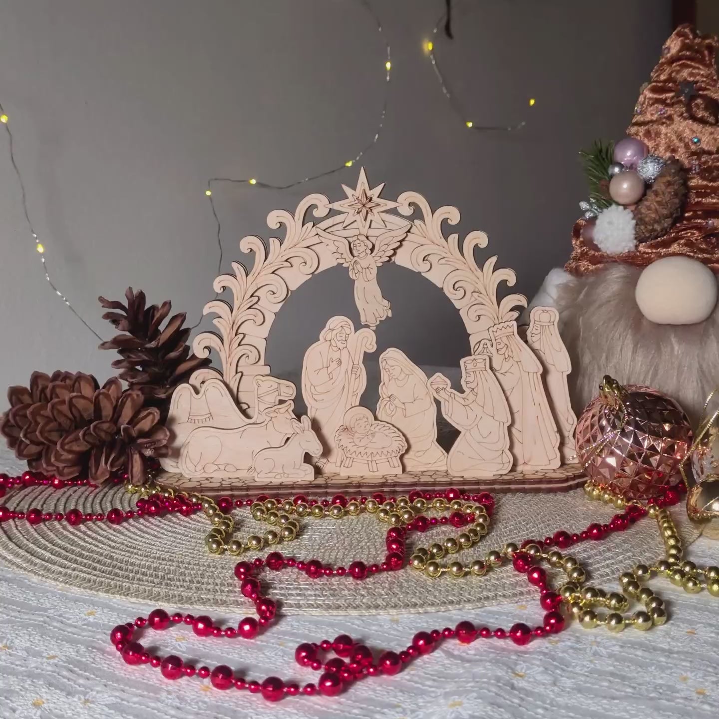 Christmas Nativity Schwibbogen - Holy Family, Baby Jesus, Three Wise Men & Angel Scene - Glowforge