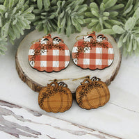 Pumpkin Earrings with Floral Engrave - Fall Earrings (Set of 2 Sizes) - Glowforge