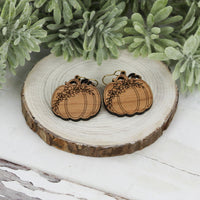 Pumpkin Earrings with Floral Engrave - Fall Earrings (Set of 2 Sizes) - Glowforge