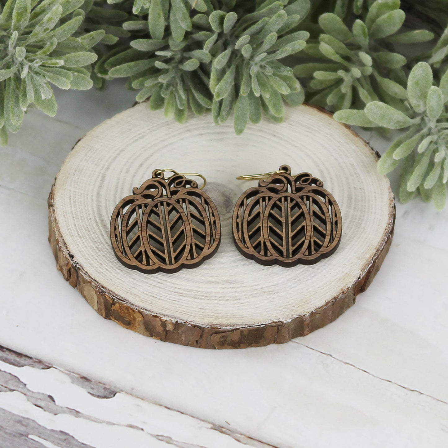 Pumpkin Earrings with Modern Chevron-Inspired Pattern - Fall Earrings (Set of 2 Sizes) - Glowforge
