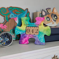 Puzzles Completed Jigsaw Tracker or Counter Shelf Sitter - Glowforge