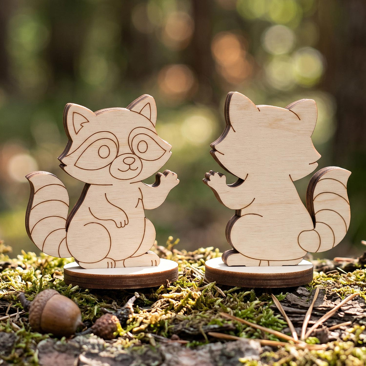 Raccoon Miniature - Woodland Dollhouse Animal & Storytelling Figure - Glowforge